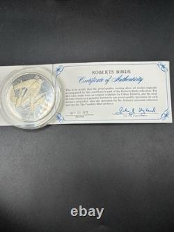 Rare 2 Oz Franklin Mint Sterling Silver Swallows Medal No. 4 1970 with Certificate