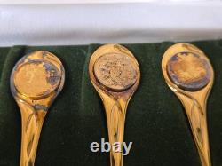 Rare Franklin Mint 1972 Twelve Days of Christmas Vermeil Spoon Set Old WithCase