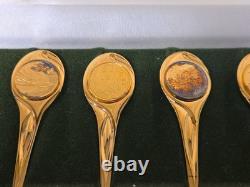 Rare Franklin Mint 1972 Twelve Days of Christmas Vermeil Spoon Set Old WithCase