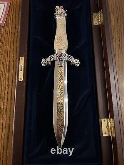 Rare Franklin Mint 1988 The Viking Dragon Knife Dagger By Sid Burt Glass Case