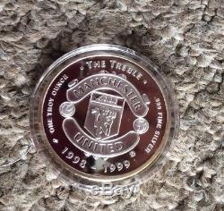 Rare Franklin Mint Manchester United Treble 1999 Coin Set -999 Silver 24Ct Gold