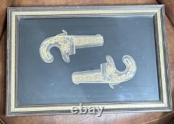 Rare Franklin Mint Pocket Derringers 24k Gold & Sterling Silver Silhouette Frame