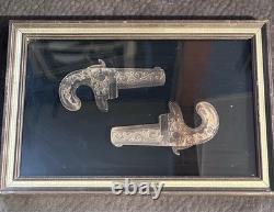 Rare Franklin Mint Pocket Derringers 24k Gold & Sterling Silver Silhouette Frame