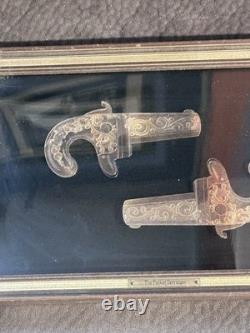 Rare Franklin Mint Pocket Derringers 24k Gold & Sterling Silver Silhouette Frame