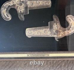 Rare Franklin Mint Pocket Derringers 24k Gold & Sterling Silver Silhouette Frame