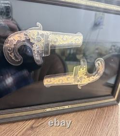 Rare Franklin Mint Pocket Derringers 24k Gold & Sterling Silver Silhouette Frame