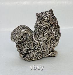 Rare The Franklin Mint Cat Paperweight 3 Unique Heavy Metal Art Figurine O