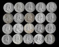 Roll (20 Coins) Franklin Half Dollars 90% Silver (1948-63) Lot E93