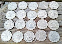 Roll of 20-Franklin Silver Half Dollars coins Better Than Average Lot, many UNC