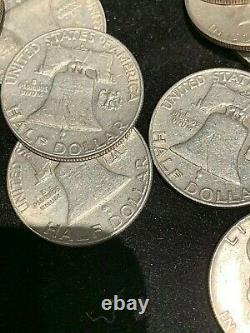 Roll of 20 Random 1948-1963 90% Silver Circulated Franklin Half Dollar Full Date