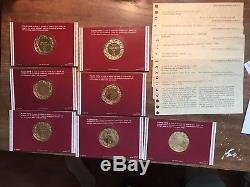 Rubens Masterpieces Franklin Mint 7pc 24k Gold Plated Sterling Silver Coin Set