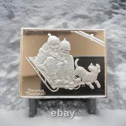 SILVER BAR NORMAN ROCKWELL Memories Fun On The Hill 925 Sterling
