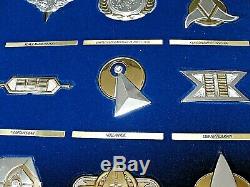 STAR TREK Sterling Silver & Gold 12-INSIGNIA COLLECTION Franklin Mint 1992 WithCAS