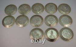 STERLING SILVER Floral Alphabet by Franklin Mint 26 mini-plates (A Z)