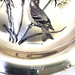 STERLING SILVER Goldfinch Audubon Plate, JAMES F LANSDOWNE for Franklin Mint, 1972