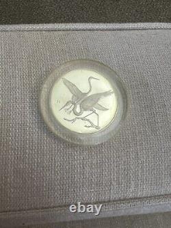 Set Of 5 Birds Franklin Mint 2.2 Oz Ea Proof In Plastic Capsuals 1972