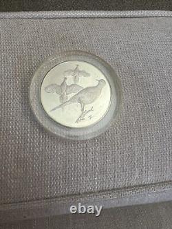 Set Of 5 Birds Franklin Mint 2.2 Oz Ea Proof In Plastic Capsuals 1972