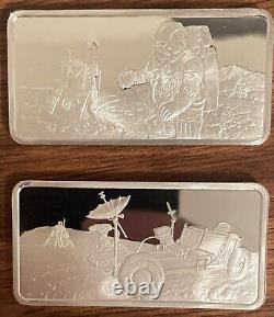 Set Of 5 Franklin Mint Air & Space Collection Silver Art Bars. 925 Silver With COA