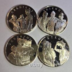Set of 12-Franklin Mint/Norman Rockwell/Boy Scouts Sterling Silver Proof Medals