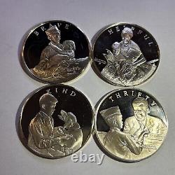 Set of 12-Franklin Mint/Norman Rockwell/Boy Scouts Sterling Silver Proof Medals