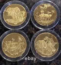Set of 19 African Animals G/P Sterling Medal by Franklin Mint. Each abt 65 gram