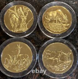 Set of 19 African Animals G/P Sterling Medal by Franklin Mint. Each abt 65 gram