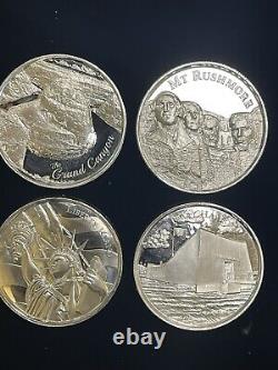 Set of 4 2 Oz High Relief American Landmarks Collection BU Set UHR 8 Oz Bullion