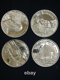 Set of 4 2 Oz High Relief American Landmarks Collection BU Set UHR 8 Oz Bullion