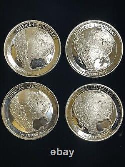 Set of 4 2 Oz High Relief American Landmarks Collection BU Set UHR 8 Oz Bullion