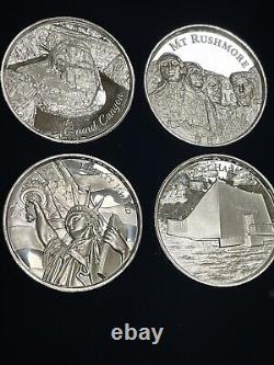 Set of 4 2 Oz High Relief American Landmarks Collection BU Set UHR 8 Oz Bullion