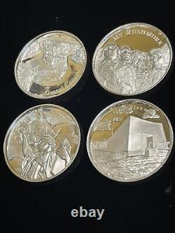 Set of 4 2 Oz High Relief American Landmarks Collection BU Set UHR 8 Oz Bullion