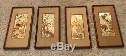 Set of 4 Chinese Silver Gold Copper Etchings Franklin Mint