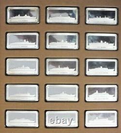 Ship Luxury Liner 925 Sterling Silver Ingot Art Medal Set Franklin Mint LF633