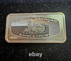 Silver 1971 Augusta Georgia Railroad Bank & Trust Franklin Mint Art Bar-66g B4