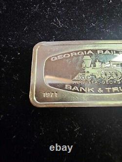 Silver 1971 Augusta Georgia Railroad Bank & Trust Franklin Mint Art Bar-66g B4