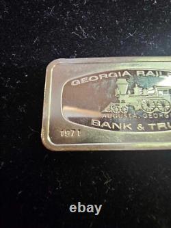Silver 1971 Augusta Georgia Railroad Bank & Trust Franklin Mint Art Bar-66g B4