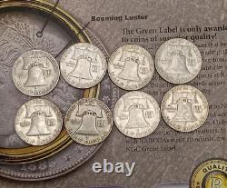 Silver 8 coins Random Dates & Mint Marks Franklin Half Dollar's TP-6921