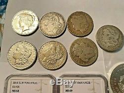 Silver 90% Coins &. 999 Coins/Bars 7 Silver Dollars & 8+ ounces. 999/Sterling