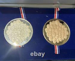 Silver & Bronze Bicentennial Medals Proof Matched Set Franklin Mint 1776-1976