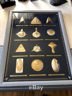 Silver & Gold Official Star Trek Insignia Badges Set Series 2 Franklin Mint COA