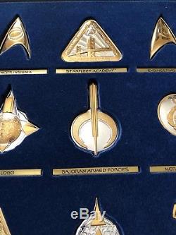Silver & Gold Official Star Trek Insignia Badges Set Series 2 Franklin Mint COA
