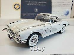 Snowcrest White/Inca Silver 1958 Corvette Limted Edition Franklin Mint 124