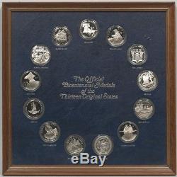 Solid sterling silver proof coins medals 13 original states in a Franklin Mint