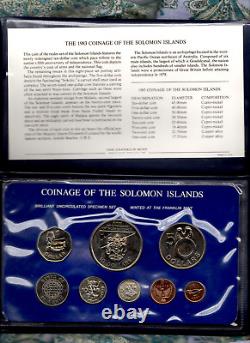 Solomon Islands 1983 Franklin Mint Specimen Set of 8 Coins With Silver WithPaperwork