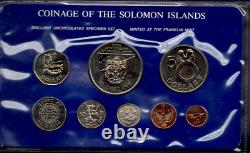 Solomon Islands 1983 Franklin Mint Specimen Set of 8 Coins With Silver WithPaperwork