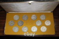Spqr The Twelve Caesars 12 Sterling Silver Medal Medallion Set Franklin Mint