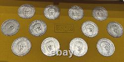 Spqr The Twelve Caesars 12 Sterling Silver Medal Medallion Set Franklin Mint