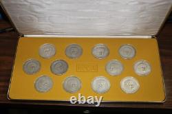 Spqr The Twelve Caesars 12 Sterling Silver Medal Medallion Set Franklin Mint