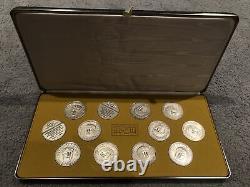 Spqr The Twelve Caesars Sterling Silver Medal Medallion Set Franklin Mint