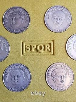 Spqr The Twelve Caesars Sterling Silver Medal Medallion Set Franklin Mint